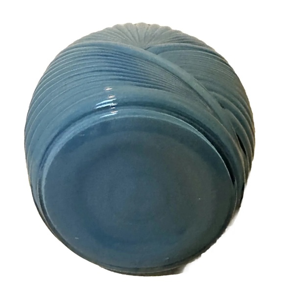 Vintage Blue Glass Anchor Hocking Art Deco Design Fan Vase 1980s 70s 80s Shell - Picture 3 of 4